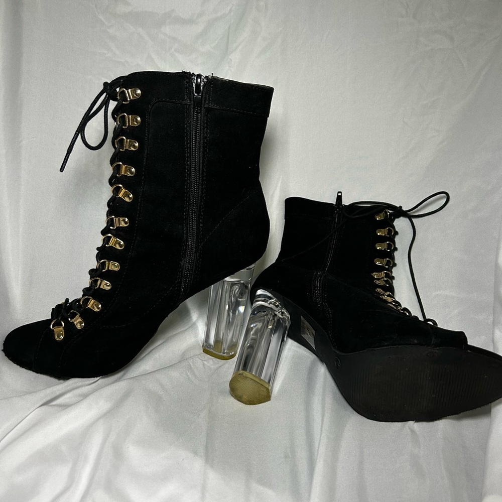 Stylish Black Lace-Up Ankle Boots